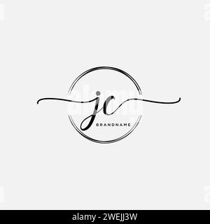 JC Initial handwriting logo with circle Stock Vector