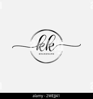 KK Initial handwriting logo with circle Stock Vector