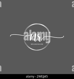 NR Initial handwriting logo with circle Stock Vector