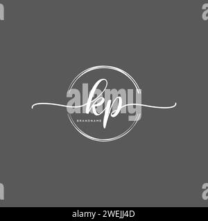 KP Initial handwriting logo with circle Stock Vector