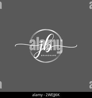 JB Initial handwriting logo with circle Stock Vector