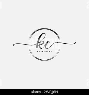 KC Initial handwriting logo with circle Stock Vector