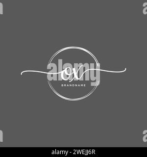 OX Initial handwriting logo with circle Stock Vector