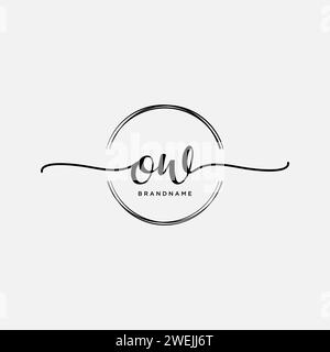 OW Initial handwriting logo with circle Stock Vector