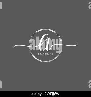 LT Initial handwriting logo with circle Stock Vector