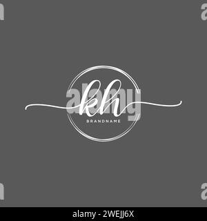 KH Initial handwriting logo with circle Stock Vector