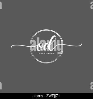 OD Initial handwriting logo with circle Stock Vector