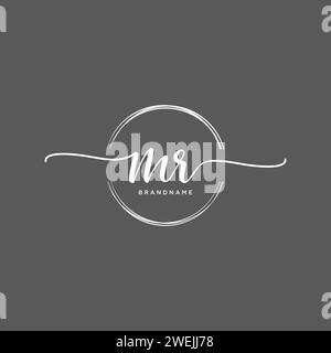 MR Initial handwriting logo with circle Stock Vector