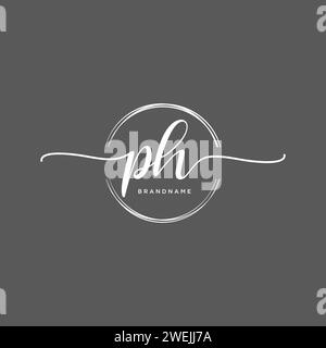 PH Initial handwriting logo with circle Stock Vector