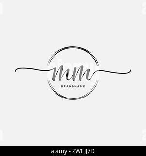 MM Initial handwriting logo with circle Stock Vector