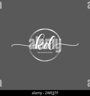 KD Initial handwriting logo with circle Stock Vector