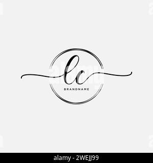 LC Initial handwriting logo with circle Stock Vector