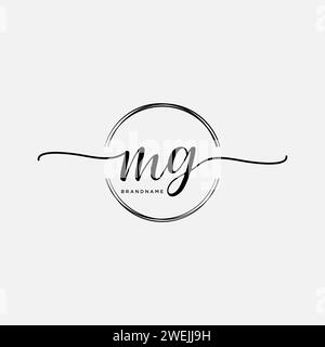 MG Initial handwriting logo with circle Stock Vector