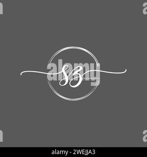 SZ Initial handwriting logo with circle Stock Vector