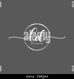LD Initial handwriting logo with circle Stock Vector