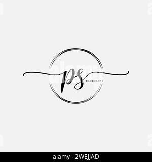 PS Initial handwriting logo with circle Stock Vector