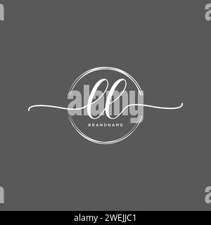 LL Initial handwriting logo with circle Stock Vector