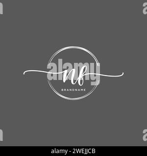 NF Initial handwriting logo with circle Stock Vector