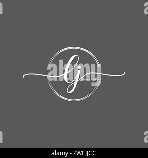 LJ Initial handwriting logo with circle Stock Vector