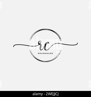 RC Initial handwriting logo with circle Stock Vector