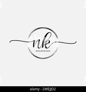 NK Initial handwriting logo with circle Stock Vector