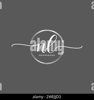 NL Initial handwriting logo with circle Stock Vector