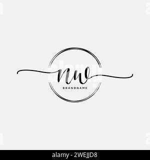 NW Initial handwriting logo with circle Stock Vector