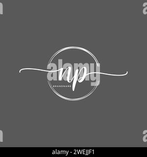 NP Initial handwriting logo with circle Stock Vector