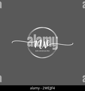 NV Initial handwriting logo with circle Stock Vector