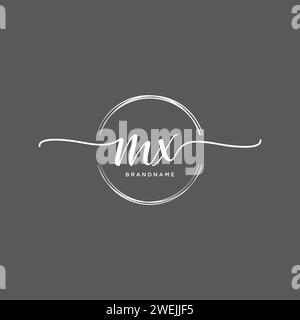 MX Initial handwriting logo with circle Stock Vector