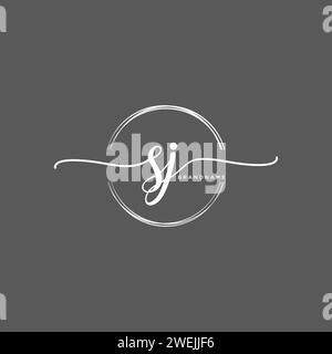 SJ Initial handwriting logo with circle Stock Vector