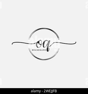 OQ Initial handwriting logo with circle Stock Vector