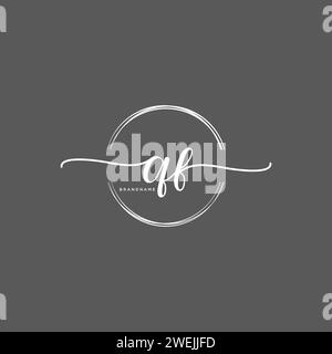 QF Initial handwriting logo with circle Stock Vector
