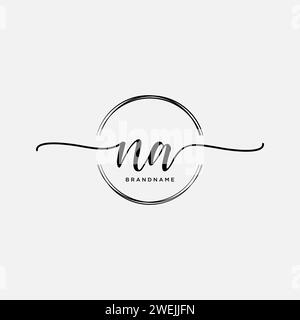 NA Initial handwriting logo with circle Stock Vector