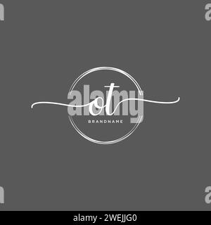 OT Initial handwriting logo with circle Stock Vector