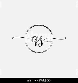 QS Initial handwriting logo with circle Stock Vector