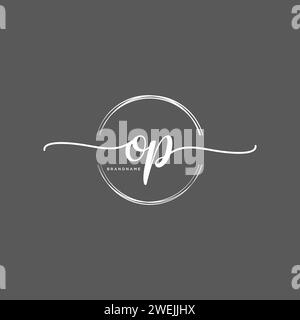 OP Initial handwriting logo with circle Stock Vector