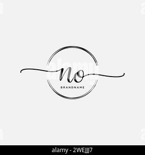 NO Initial handwriting logo with circle Stock Vector