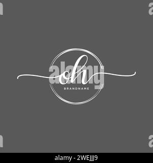 OH Initial handwriting logo with circle Stock Vector