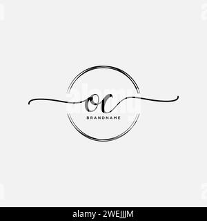 OC Initial handwriting logo with circle Stock Vector