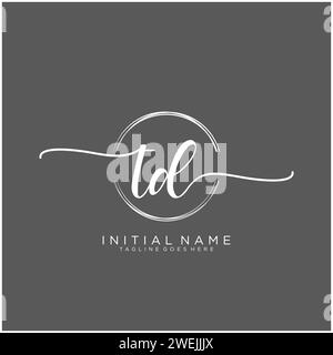 TD Initial handwriting logo with circle Stock Vector