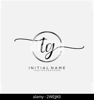 TG Initial handwriting logo with circle Stock Vector