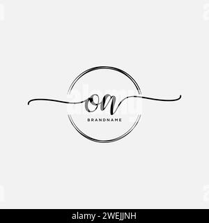 OA Initial handwriting logo with circle Stock Vector