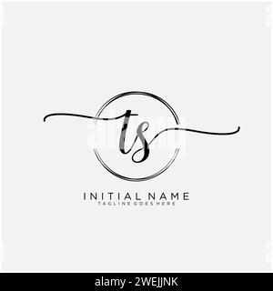 TS Initial handwriting logo with circle Stock Vector