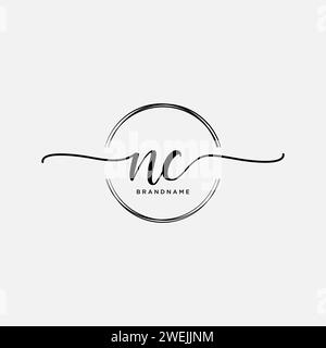 NC Initial handwriting logo with circle Stock Vector