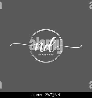 ND Initial handwriting logo with circle Stock Vector