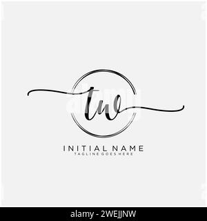 TW Initial handwriting logo with circle Stock Vector