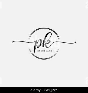 PK Initial handwriting logo with circle Stock Vector