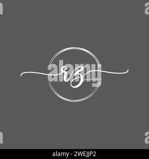 RZ Initial handwriting logo with circle Stock Vector