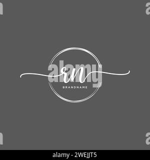 RN Initial handwriting logo with circle Stock Vector